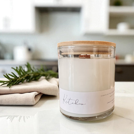 Kitchen Candle – Fresh Rosemary & Mint Scent | Herb-Infused Coconut Wax Candle