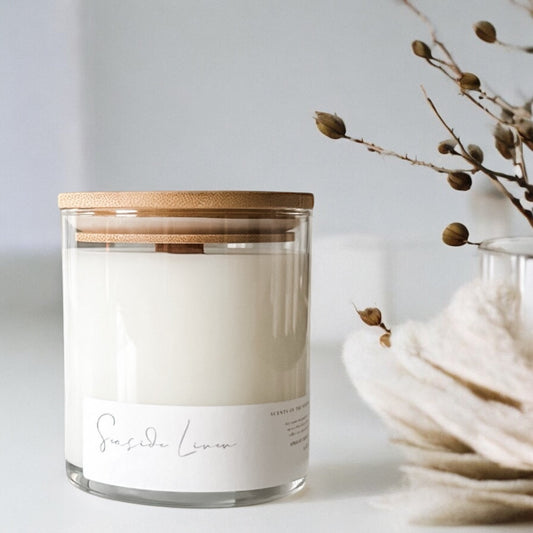 Linen Scented Candle – Fresh, Clean Cotton Aroma | Hand-Poured Apricot Cream Wax Candle